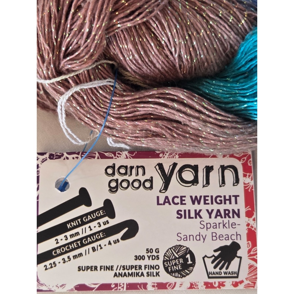 Darn Good Yarn Lace Weight Silk Yarn in Sparkle Sandy Beach